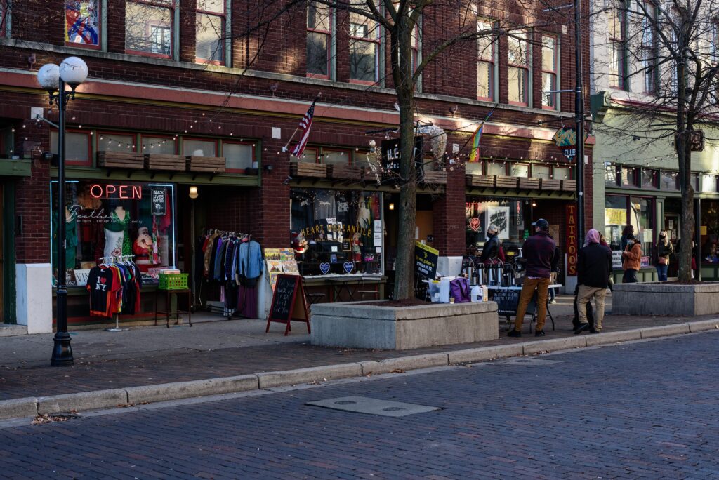 Busy retail shops in Dayton’s Oregon District