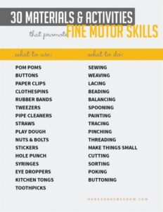 materials for fine motor skill practice