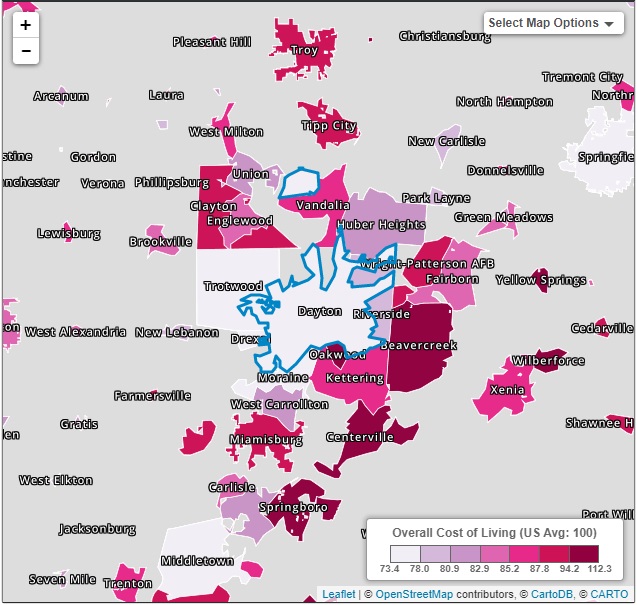 cost of living index scores across dayton area