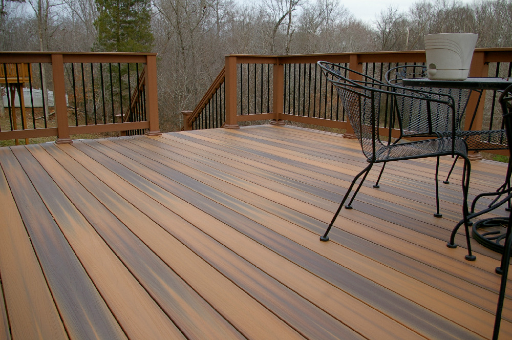 Patterned composite deck.