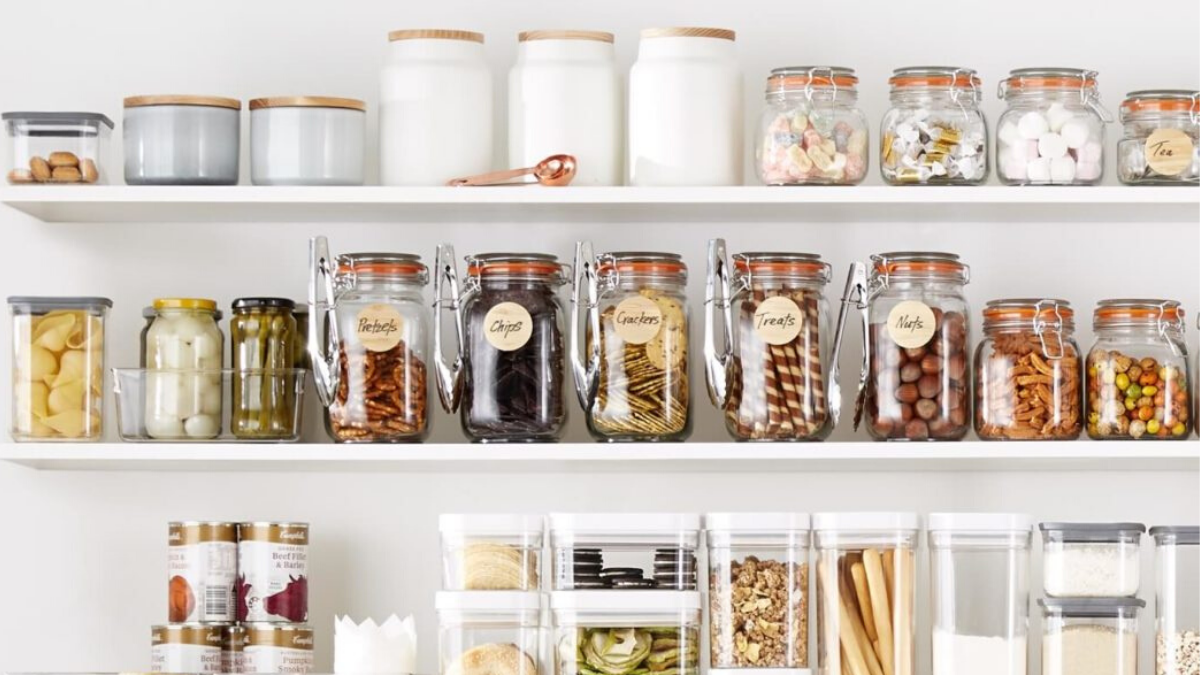 Pantry with zero waste containers.