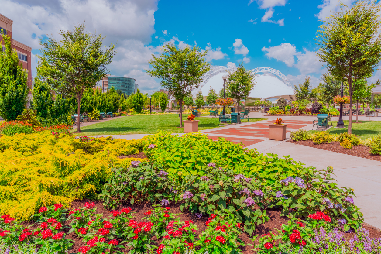 Springtime scenery at Dayton’s RiverScape MetroPark.