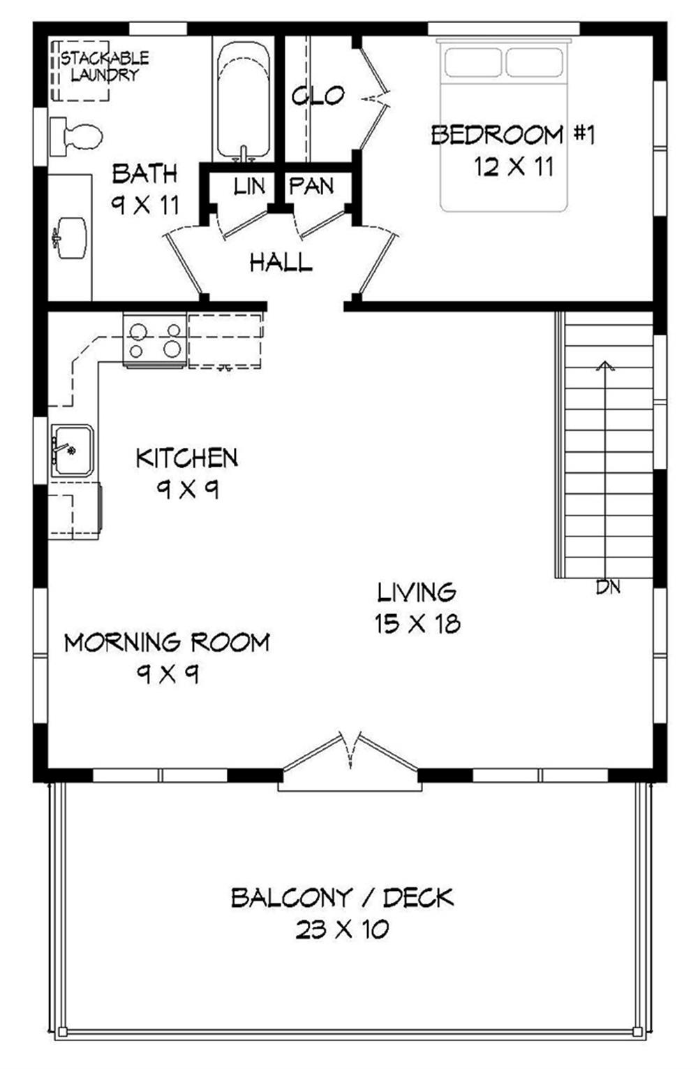 Sample home floor plan for in-law apartment above the garage.