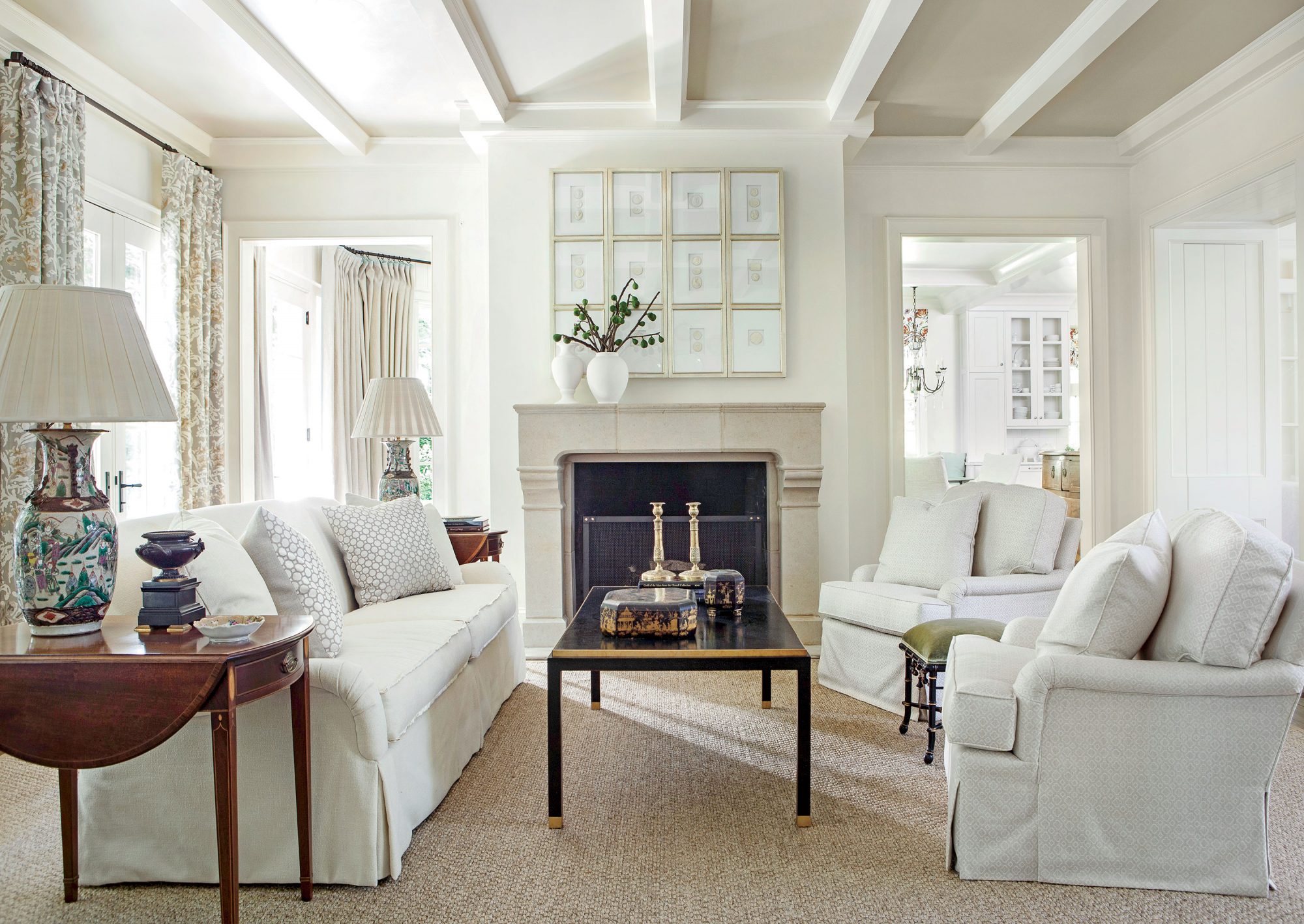Creamy white living room walls.
