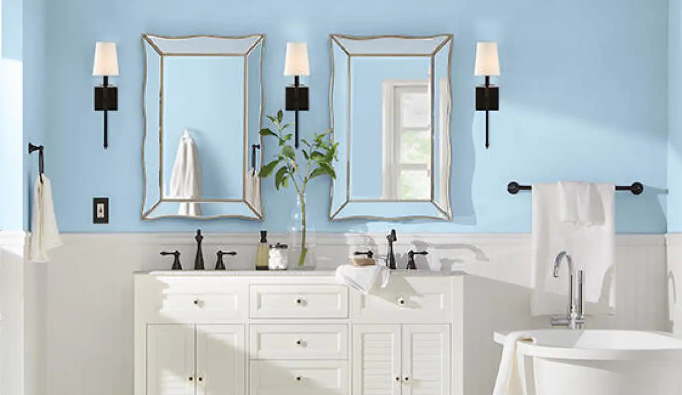 Bathroom with light blue walls