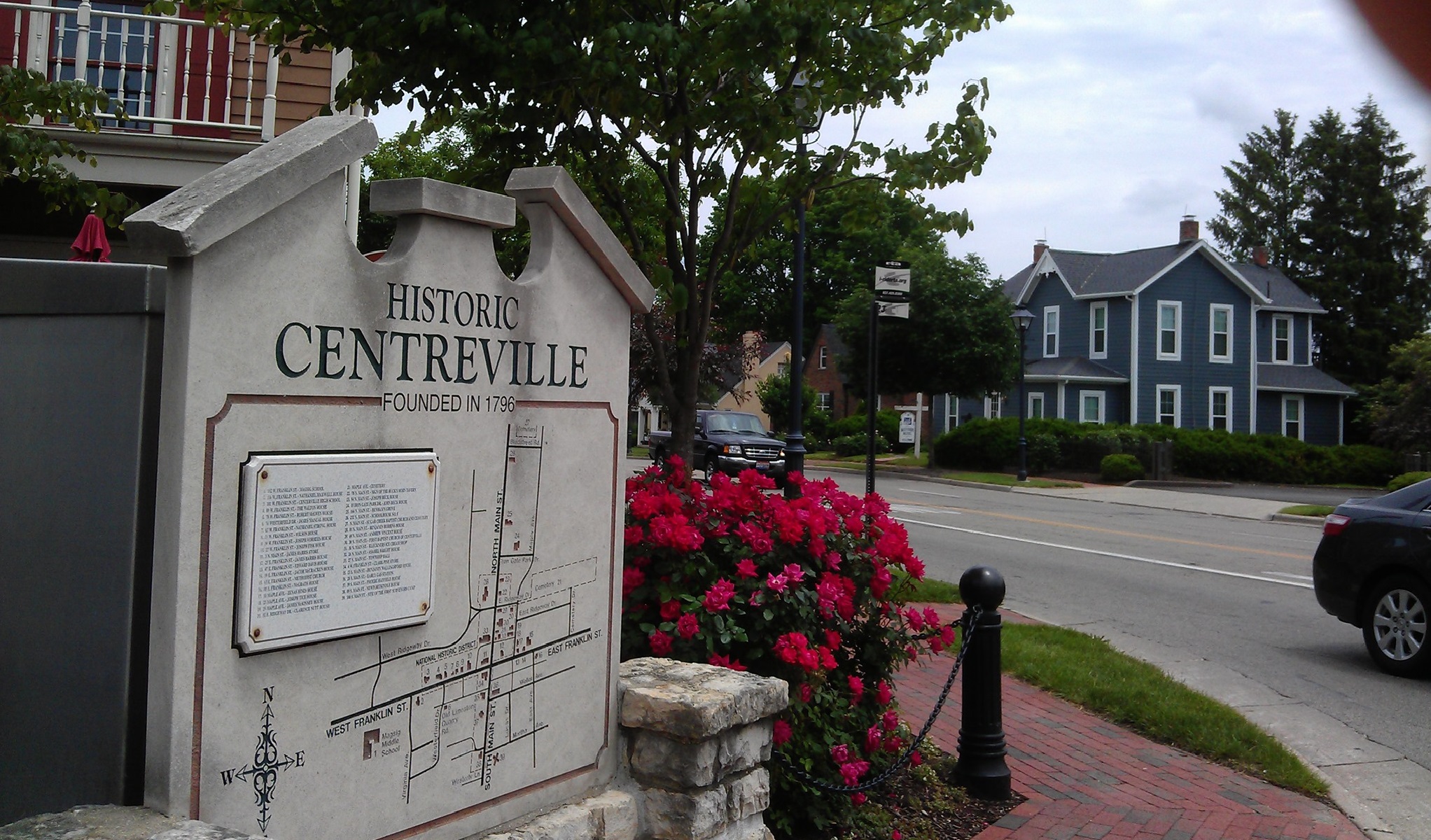 Welcome sign in uptown Centerville, Ohio.