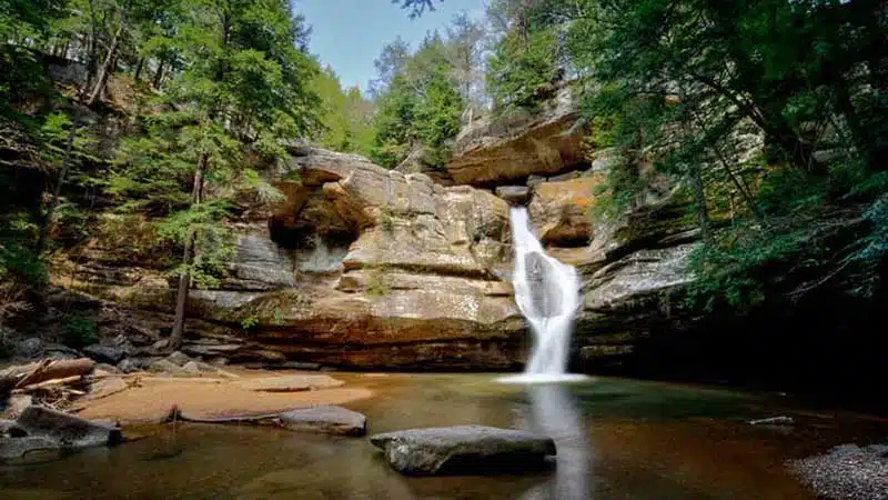 Waterfall at Hocking Hills State Park in Ohio.
