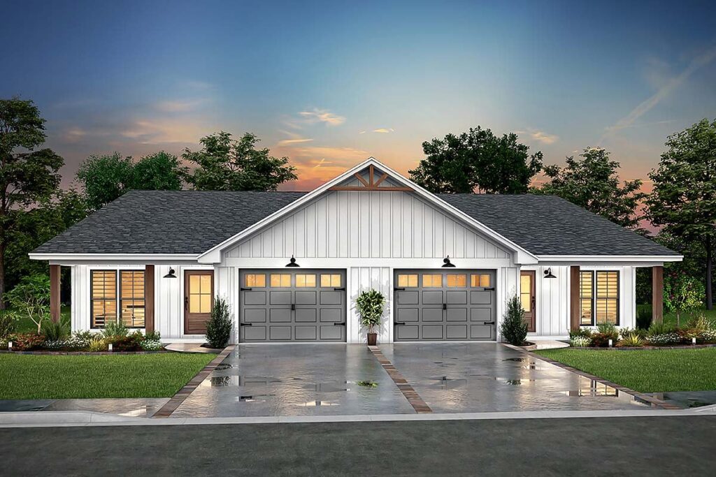 Exterior of a multi-unit single-story home