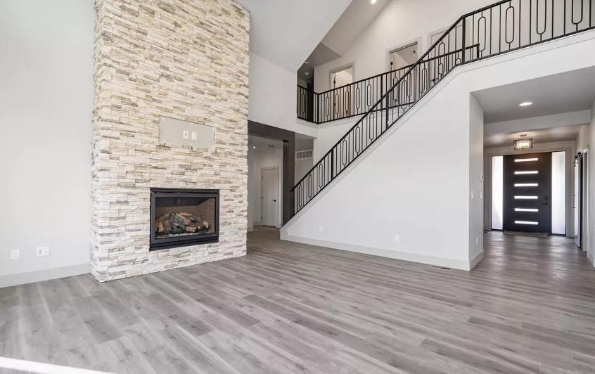Great room with stairs leading to the second level 